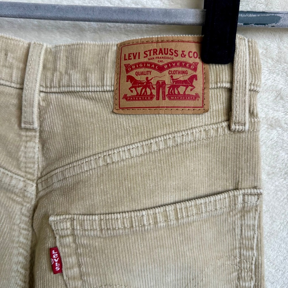 Levi's Ribcage Straight Ankle Corduroy Pants Tan‎ Beige High Rise Womens 27 - Picture 4 of 8